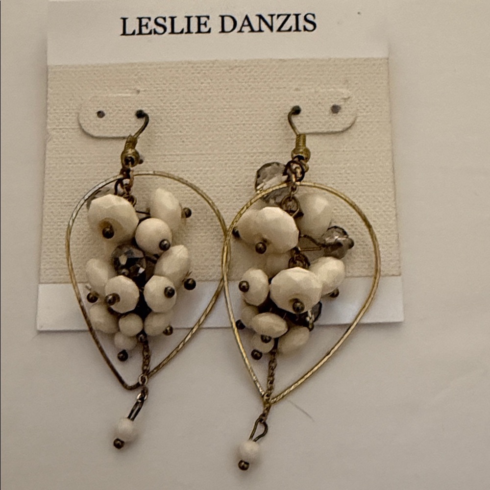 Leslie Danzis Gold and Cream Earrings